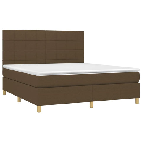 vidaXL Boxspringbett mit Matratze Dunkelbraun 180x200 cm Stoff