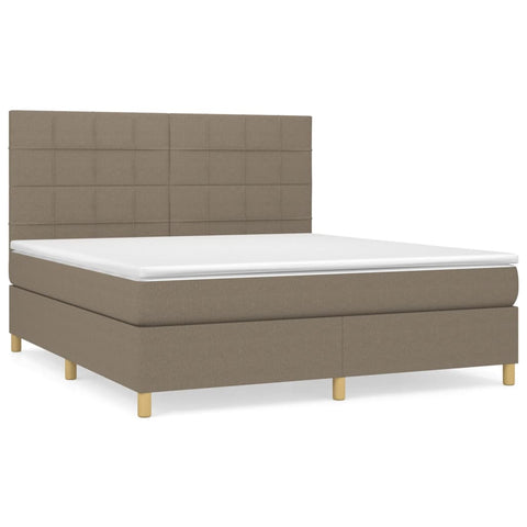 vidaXL Boxspringbett mit Matratze Taupe 180x200 cm Stoff