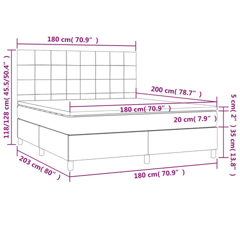 vidaXL Boxspringbett mit Matratze Taupe 180x200 cm Stoff