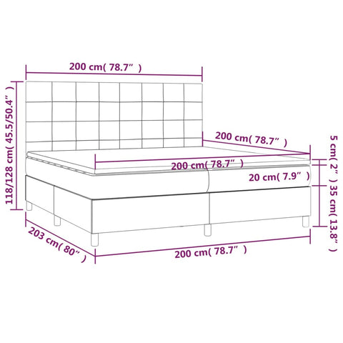 vidaXL Boxspringbett mit Matratze Dunkelbraun 200x200 cm Stoff