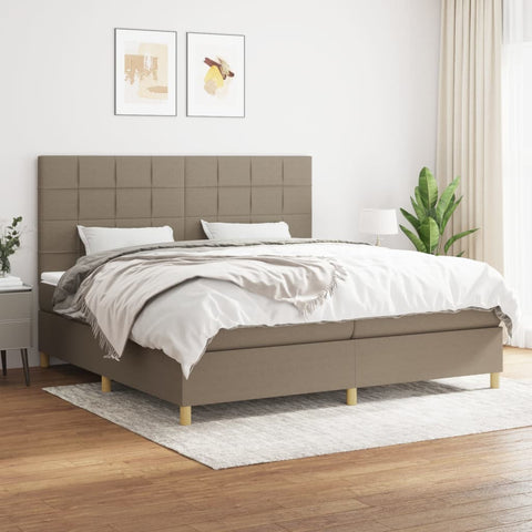 vidaXL Boxspringbett mit Matratze Taupe 200x200 cm Stoff