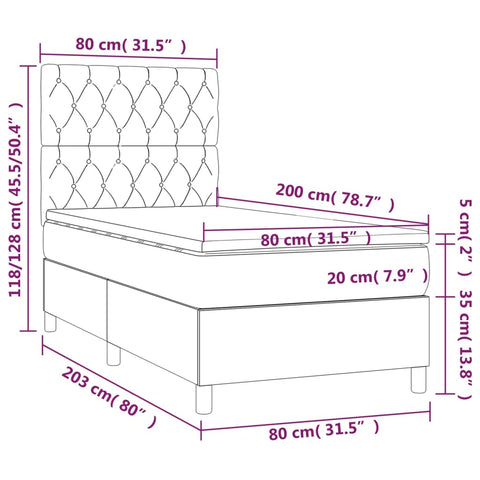 Boxspringbett mit Matratze Creme 80x200 cm Stoff