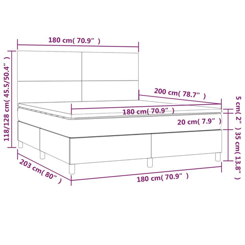 Boxspringbett Matratze Cappuccino-Braun 180x200 cm Kunstleder