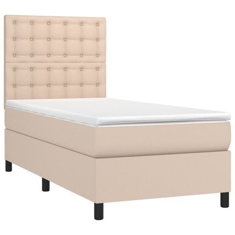 vidaXL Boxspringbett mit Matratze Cappuccino-Braun 90x190cm Kunstleder