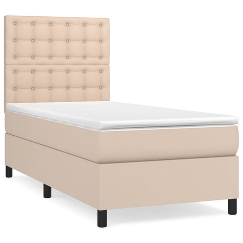 vidaXL Boxspringbett mit Matratze Cappuccino-Braun 90x200cm Kunstleder