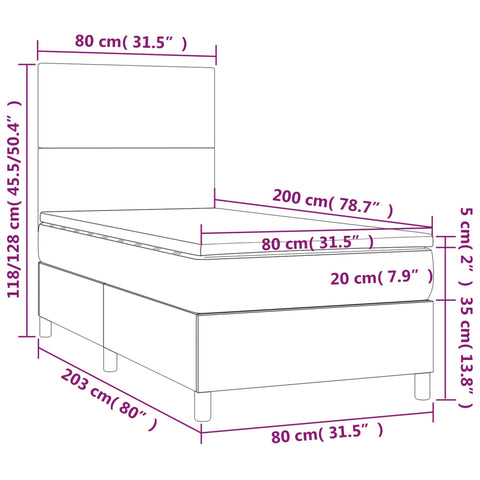 vidaXL Boxspringbett mit Matratze Dunkelgrün 80x200 cm Samt