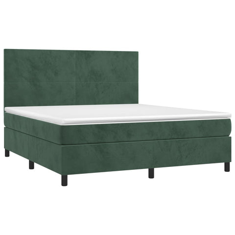 vidaXL Boxspringbett mit Matratze Dunkelgrün 160x200 cm Samt