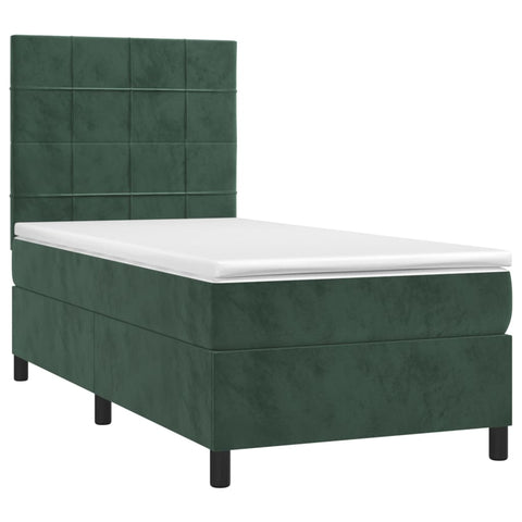 vidaXL Boxspringbett mit Matratze Dunkelgrün 100x200 cm Samt