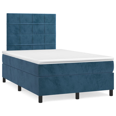 vidaXL Boxspringbett mit Matratze Dunkelblau 120x200 cm Samt