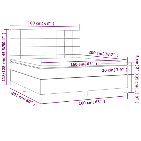 vidaXL Boxspringbett mit Matratze Dunkelgrün 160x200 cm Samt