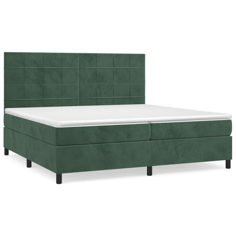 vidaXL Boxspringbett mit Matratze Dunkelgrün 200x200 cm Samt