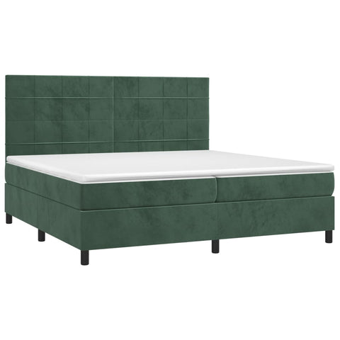 vidaXL Boxspringbett mit Matratze Dunkelgrün 200x200 cm Samt