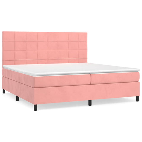 vidaXL Boxspringbett mit Matratze Rosa 200x200 cm Samt