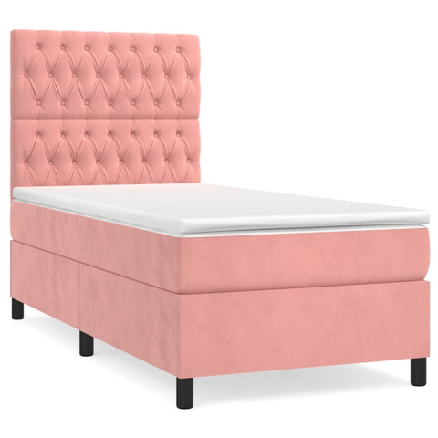 Boxspringbett mit Matratze Rosa 80x200 cm Samt