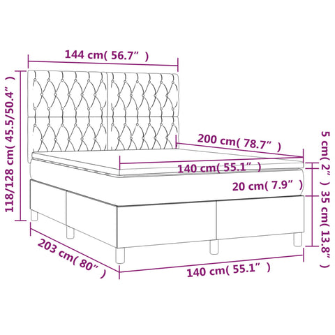 Boxspringbett mit Matratze Schwarz 140x200 cm Samt