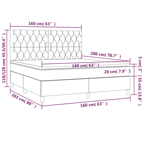 Boxspringbett mit Matratze Rosa 160x200 cm Samt