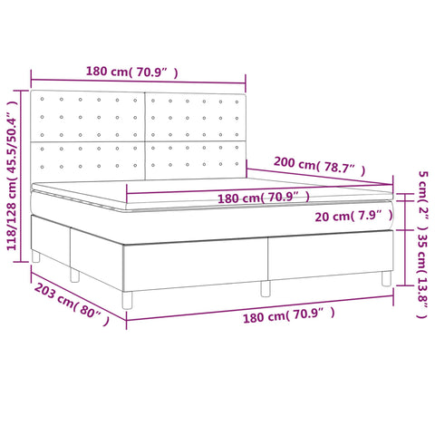 vidaXL Boxspringbett mit Matratze Dunkelgrün 180x200 cm Samt