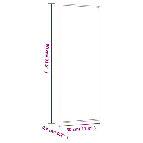 vidaXL Wandspiegel 30x80 cm Glas Rechteckig