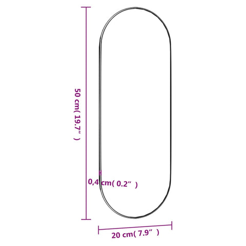 vidaXL Wandspiegel 20x50 cm Glas Oval