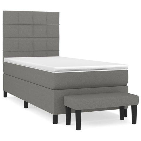 vidaXL Boxspringbett mit Matratze Dunkelgrau 80x200 cm Stoff