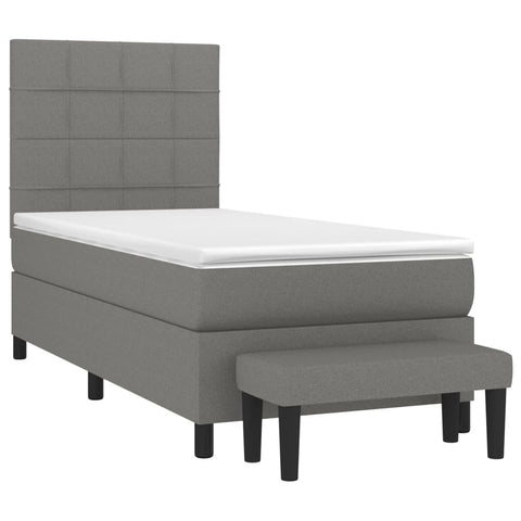 vidaXL Boxspringbett mit Matratze Dunkelgrau 80x200 cm Stoff