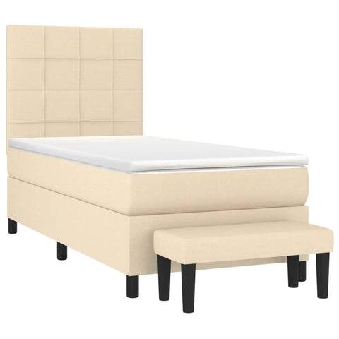 vidaXL Boxspringbett mit Matratze Creme 80x200 cm Stoff