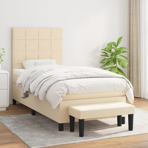 vidaXL Boxspringbett mit Matratze Creme 80x200 cm Stoff