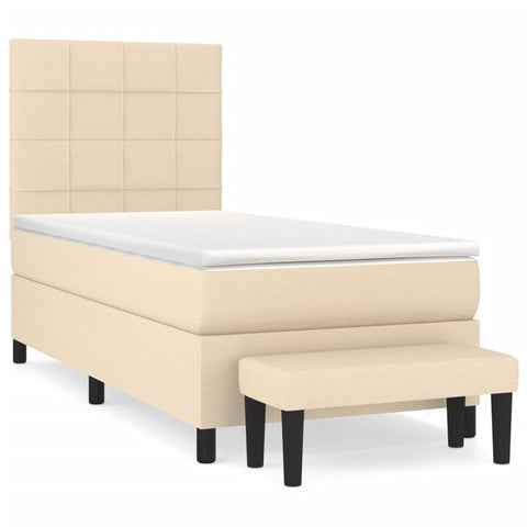 vidaXL Boxspringbett mit Matratze Creme 90x200 cm Stoff