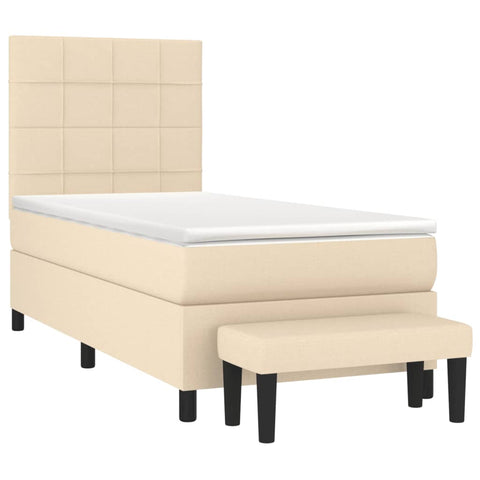 vidaXL Boxspringbett mit Matratze Creme 90x200 cm Stoff