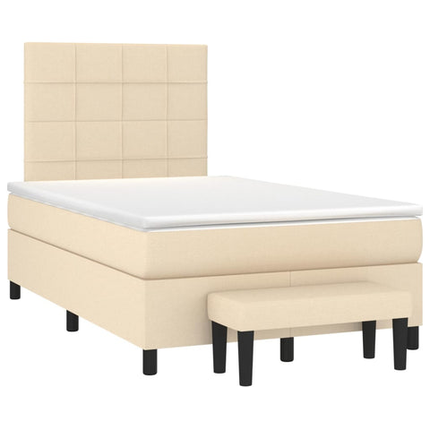 vidaXL Boxspringbett mit Matratze Creme 120x200 cm Stoff