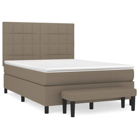 vidaXL Boxspringbett mit Matratze Taupe 140x190 cm Stoff