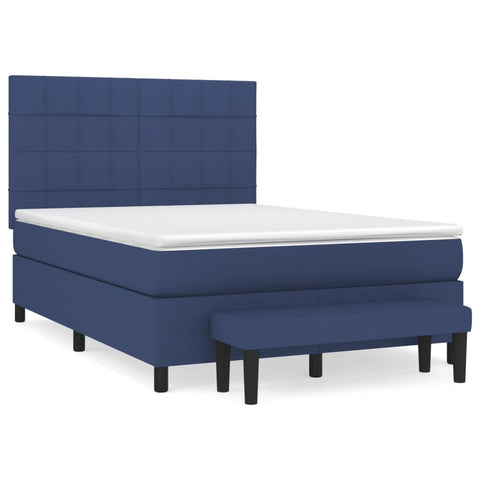 vidaXL Boxspringbett mit Matratze Blau 140x190 cm Stoff