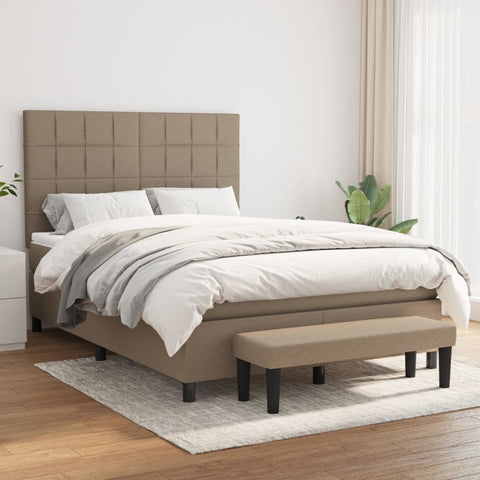 vidaXL Boxspringbett mit Matratze Taupe 140x200 cm Stoff