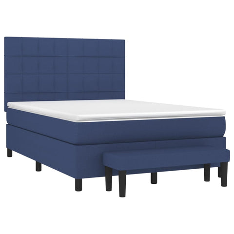 vidaXL Boxspringbett mit Matratze Blau 140x200 cm Stoff