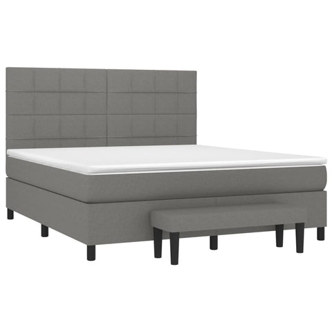 vidaXL Boxspringbett mit Matratze Dunkelgrau 160x200 cm Stoff