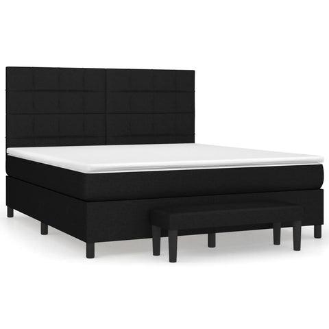 vidaXL Boxspringbett mit Matratze Schwarz 160x200 cm Stoff