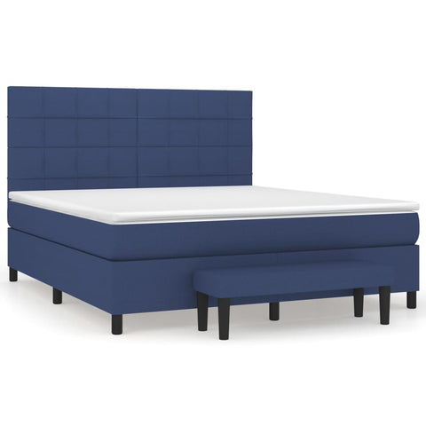 vidaXL Boxspringbett mit Matratze Blau 160x200 cm Stoff