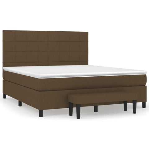 vidaXL Boxspringbett mit Matratze Dunkelbraun 180x200 cm Stoff