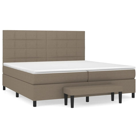 vidaXL Boxspringbett mit Matratze Taupe 200x200 cm Stoff