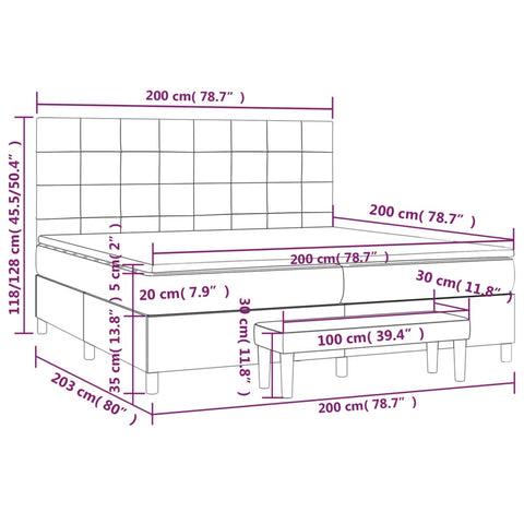 vidaXL Boxspringbett mit Matratze Taupe 200x200 cm Stoff