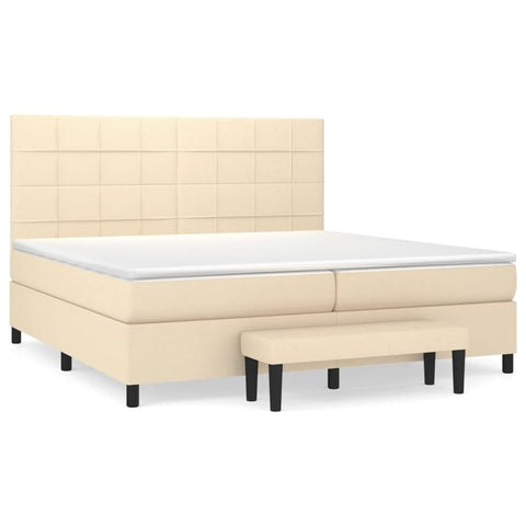 vidaXL Boxspringbett mit Matratze Creme 200x200 cm Stoff