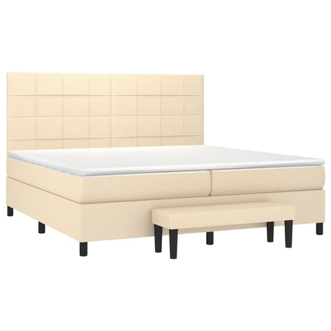 vidaXL Boxspringbett mit Matratze Creme 200x200 cm Stoff