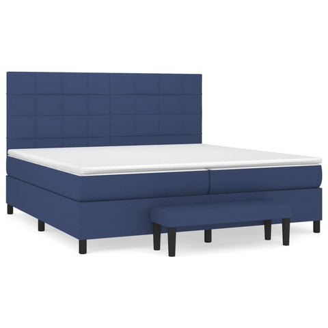 vidaXL Boxspringbett mit Matratze Blau 200x200 cm Stoff