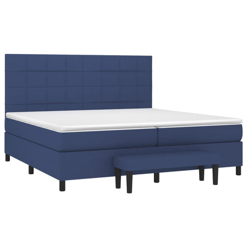 vidaXL Boxspringbett mit Matratze Blau 200x200 cm Stoff