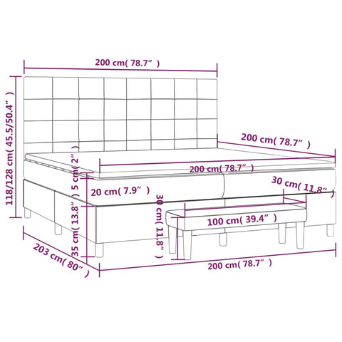 vidaXL Boxspringbett mit Matratze Blau 200x200 cm Stoff