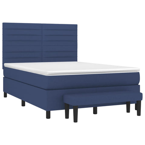 vidaXL Boxspringbett mit Matratze Blau 140x190 cm Stoff