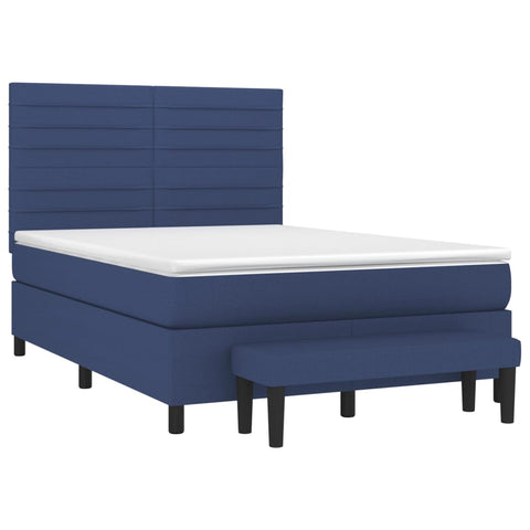 vidaXL Boxspringbett mit Matratze Blau 140x200 cm Stoff