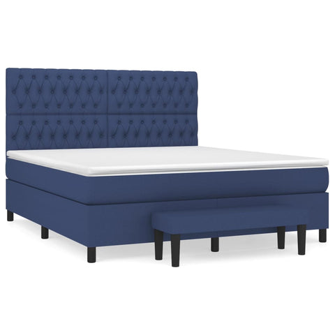 Boxspringbett mit Matratze Blau 180x200 cm Stoff