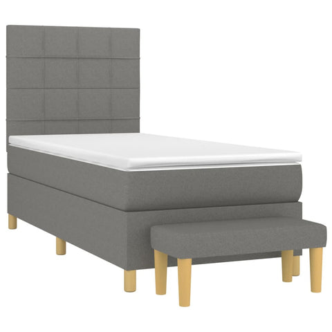 vidaXL Boxspringbett mit Matratze Dunkelgrau 80x200 cm Stoff