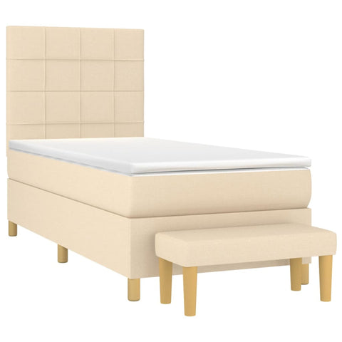 vidaXL Boxspringbett mit Matratze Creme 80x200 cm Stoff